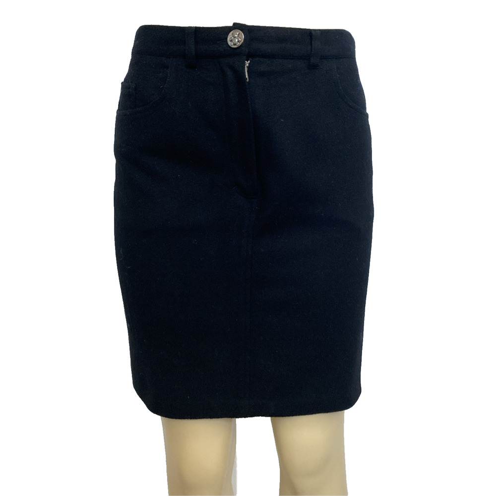 Ernest Le Gamin Skirt Black Mini Wool Cashmere 40 Lined Front zip S